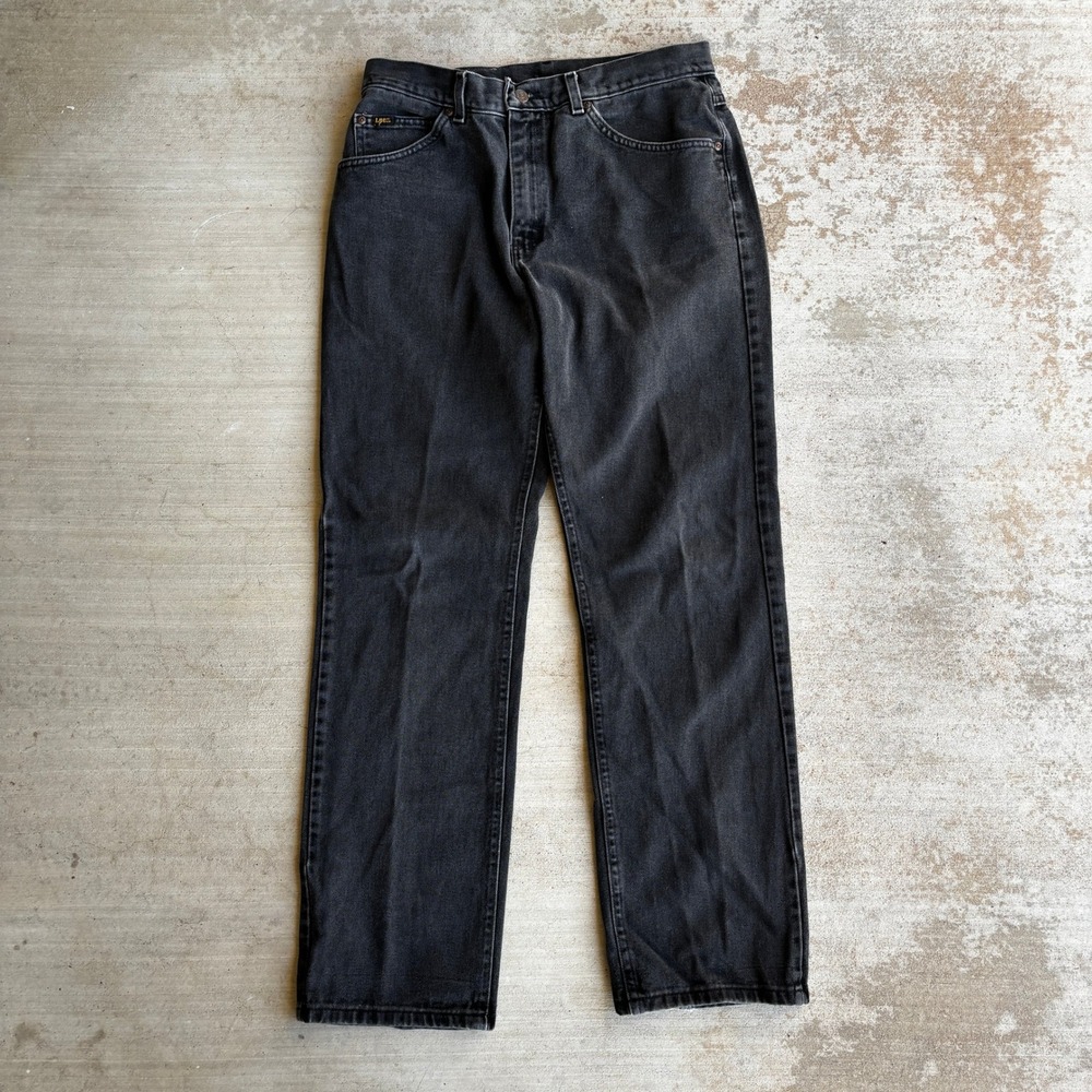 Lee Relaxed Straight Leg Jeans Faded Black Denim Mens 31x30 Distressed Grunge